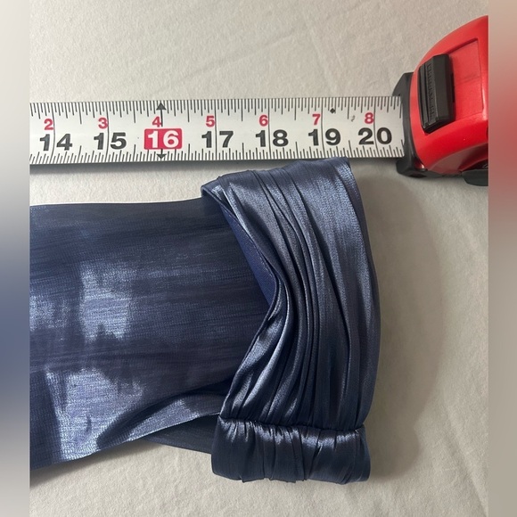 XSCAPE Elegant Shiny Blue Blouse 3/4 Sleeve Spandex Blend Women’s 14 - Picture 10 of 16